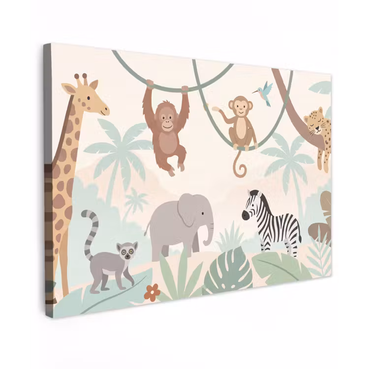 Jungle - Dieren - Groen Tuinposter op houten frame 2 cm dik klein -3d