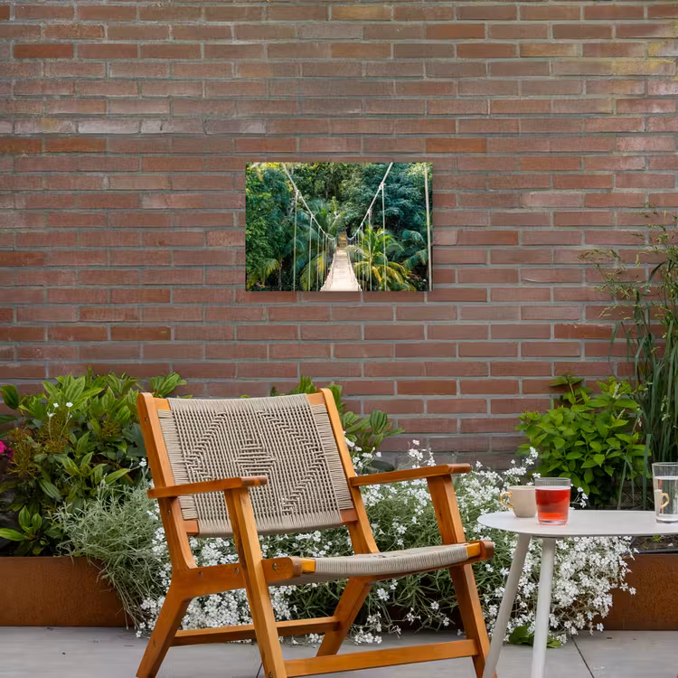 Jungle - Palmboom - Brug - Natuur - Planten Tuinposter op houten frame 2 cm dik klein -sfeer3