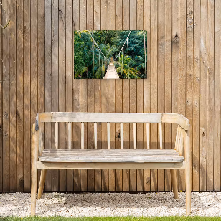Jungle - Palmboom - Brug - Natuur - Planten Tuinposter op houten frame 2 cm dik klein -sfeer4