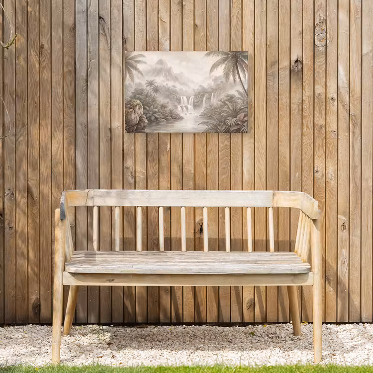 Jungle - Watervallen - Tropisch - Illustratie Tuinposter op houten frame 2 cm dik klein -sfeer4
