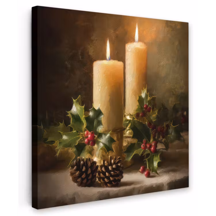 Kaarslicht - Kerst - Veelkleurig Tuinposter op houten frame 2 cm dik middel -3d