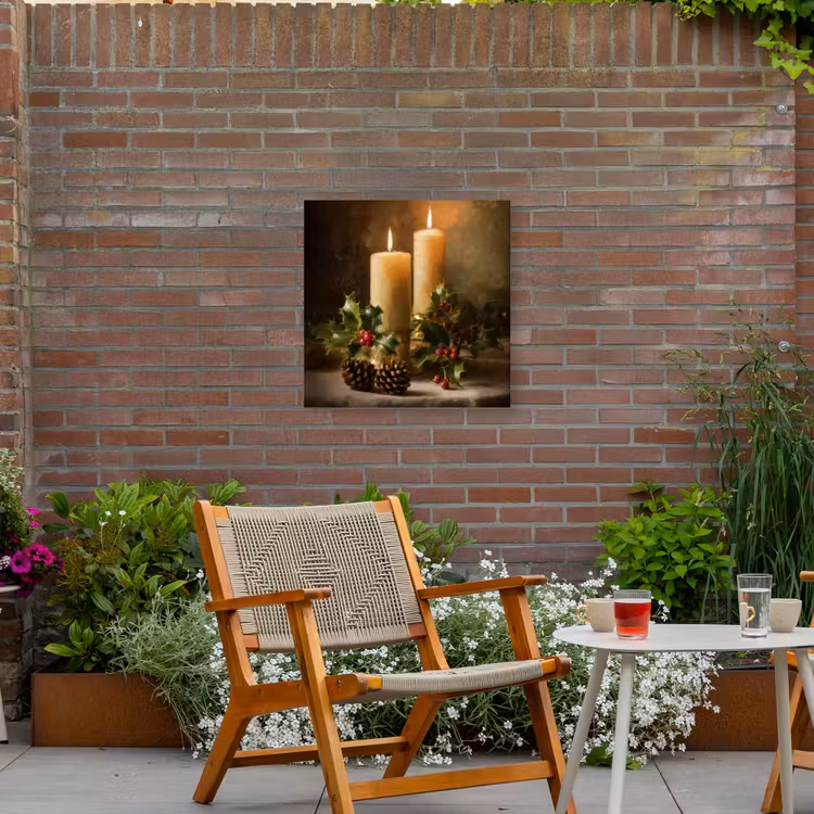 Kaarslicht - Kerst - Veelkleurig Tuinposter op houten frame 2 cm dik middel -sfeer3