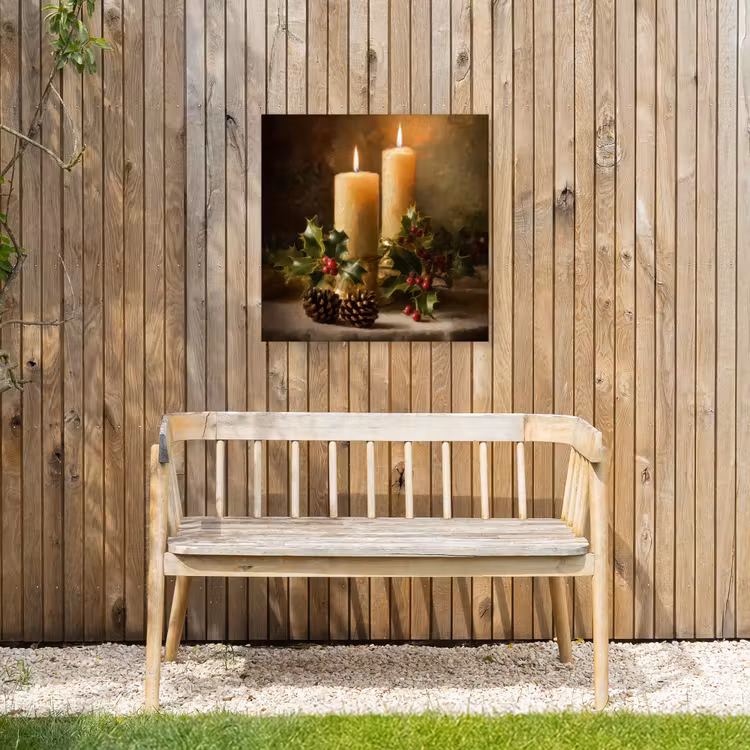 Kaarslicht - Kerst - Veelkleurig Tuinposter op houten frame 2 cm dik middel -sfeer4