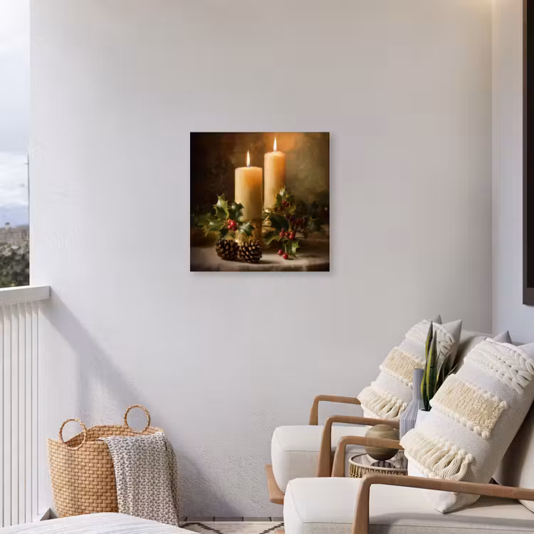 Kaarslicht - Kerst - Veelkleurig Tuinposter op houten frame 2 cm dik middel -sfeer1