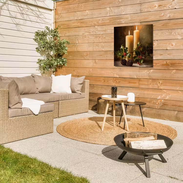 Kaarslicht - Kerst - Veelkleurig Tuinposter op houten frame 2 cm dik middel -sfeer2