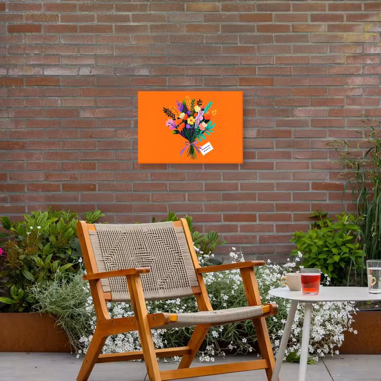 Kaartje - Boeket - Bloemen Tuinposter op houten frame 2 cm dik klein -sfeer3