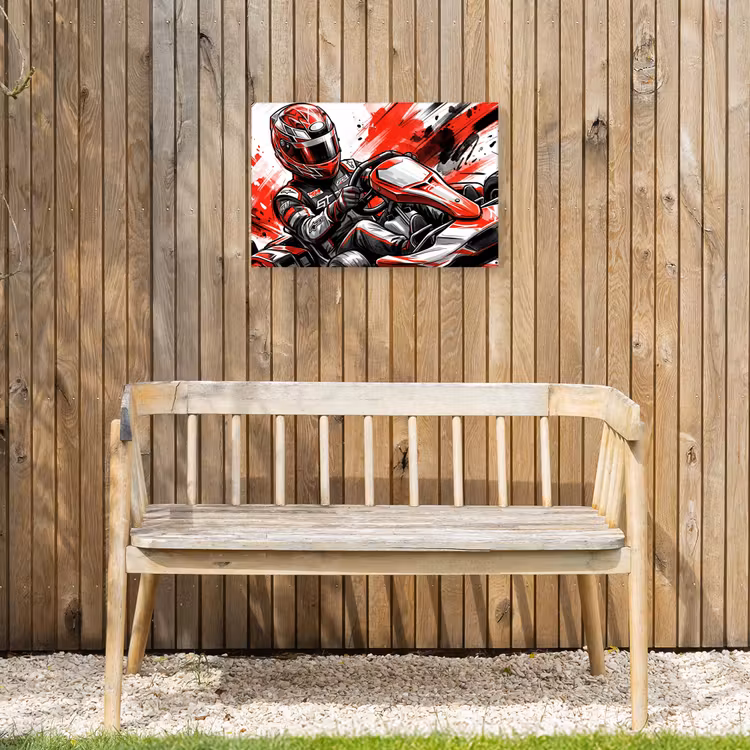 Kart - Coureur - Snelheid - Rood Tuinposter op houten frame 2 cm dik klein -sfeer4