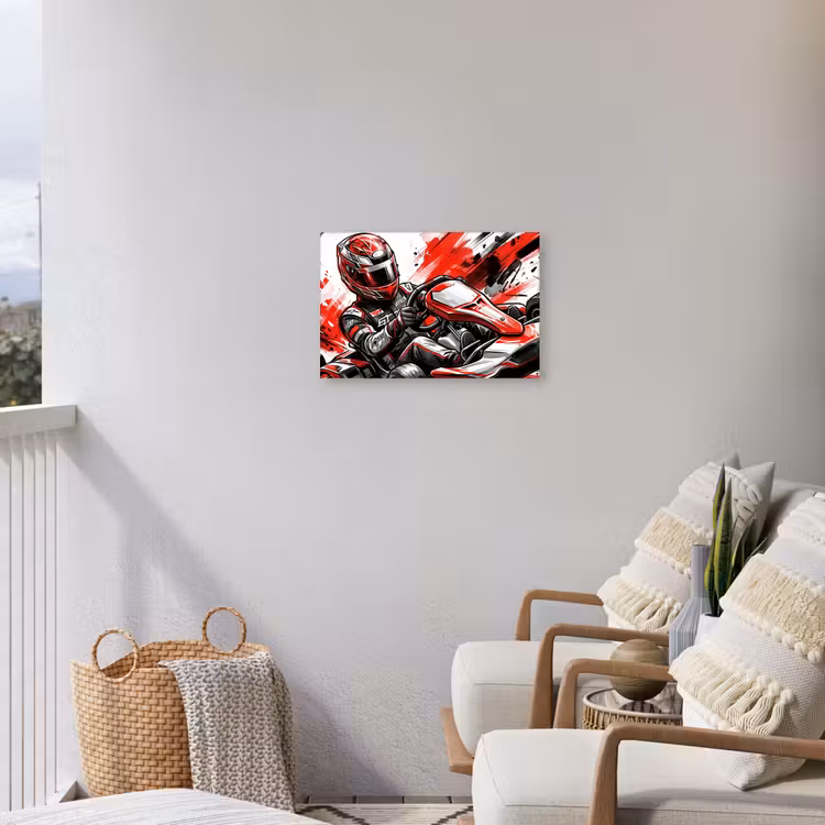Kart - Coureur - Snelheid - Rood Tuinposter op houten frame 2 cm dik klein -sfeer1
