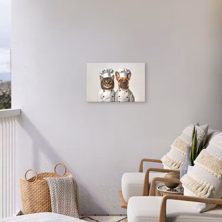 Kat - Hond - Kokskleding Tuinposter op houten frame 2 cm dik klein -sfeer1