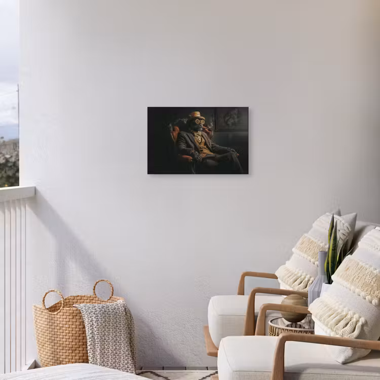 Kat - Pak - Oranje - Sigaar Tuinposter op houten frame 2 cm dik klein -sfeer1