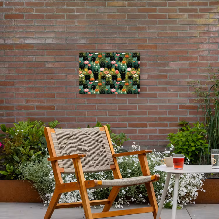 Katten - Bloemen - Kleurrijk Tuinposter op houten frame 2 cm dik klein 845 -sfeer3