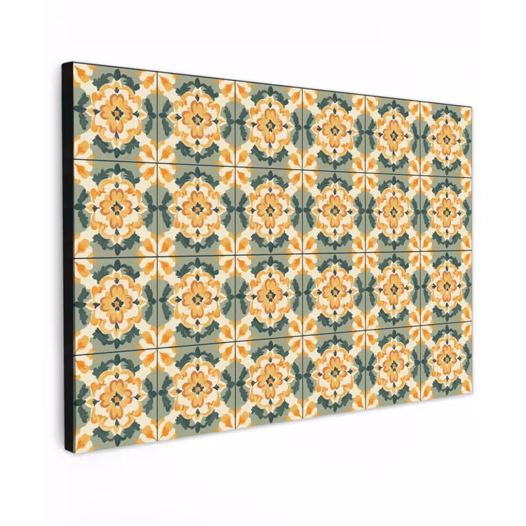 Keramiek - Verweerd - Kleurrijk Tuinposter op houten frame 2 cm dik klein 845 -3d
