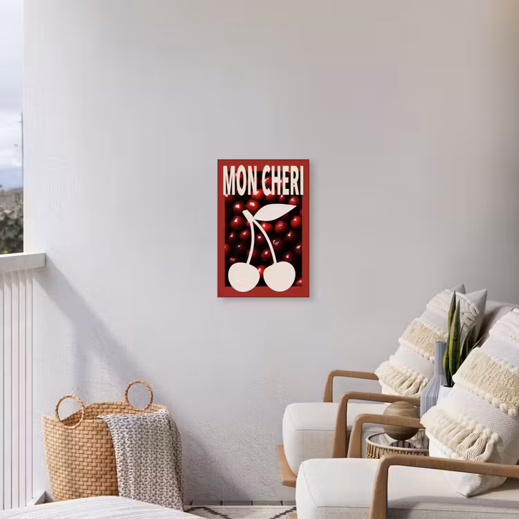 Kersen - Illustratie - Rood Tuinposter op houten frame 2 cm dik klein -sfeer1