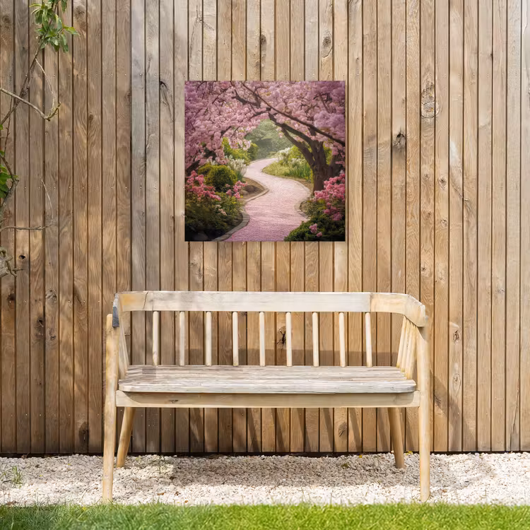 Kersenbloesem - Natuur - Sakura - Pad - Japanse tuin Tuinposter op houten frame 2 cm dik middel -sfeer4