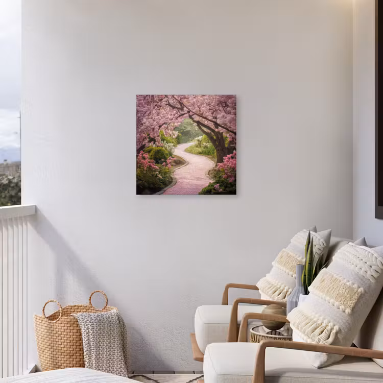 Kersenbloesem - Natuur - Sakura - Pad - Japanse tuin Tuinposter op houten frame 2 cm dik middel -sfeer1