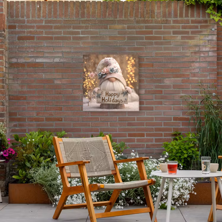 Kerst - Gnome - Bord - Kleurrijk Tuinposter op houten frame 2 cm dik middel -sfeer3