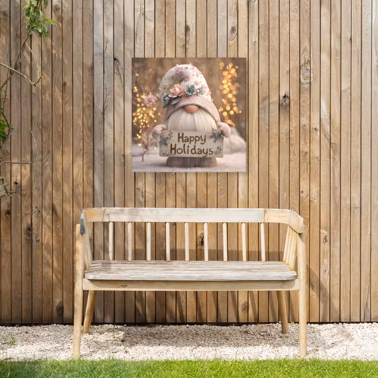 Kerst - Gnome - Bord - Kleurrijk Tuinposter op houten frame 2 cm dik middel -sfeer4