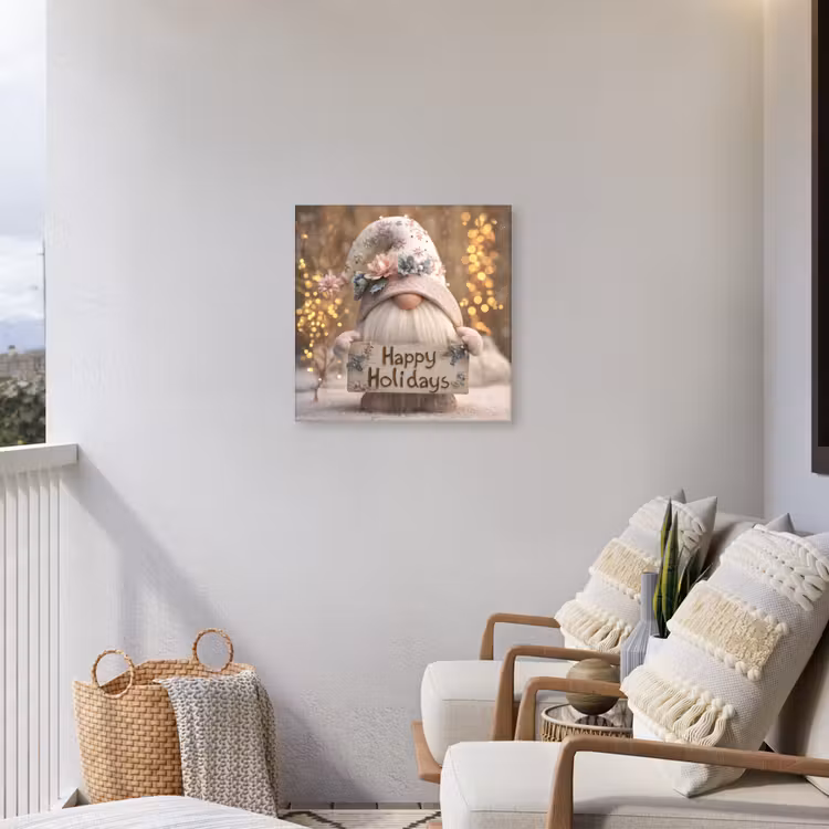 Kerst - Gnome - Bord - Kleurrijk Tuinposter op houten frame 2 cm dik middel -sfeer1