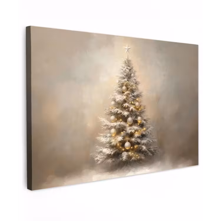 Kerst - kerstboom - Sneeuw - Art Tuinposter op houten frame 2 cm dik klein -3d