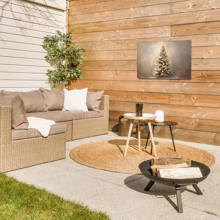 Kerst - kerstboom - Sneeuw - Art Tuinposter op houten frame 2 cm dik klein -sfeer2