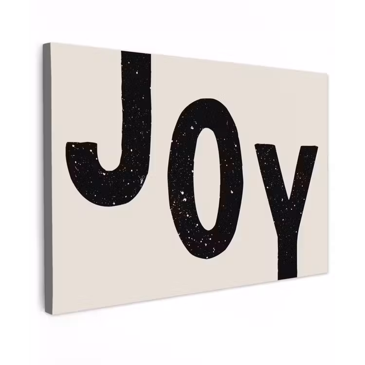 Kerst - Quote - Joy - Zwart - Feestdagen Tuinposter op houten frame 2 cm dik klein -3d