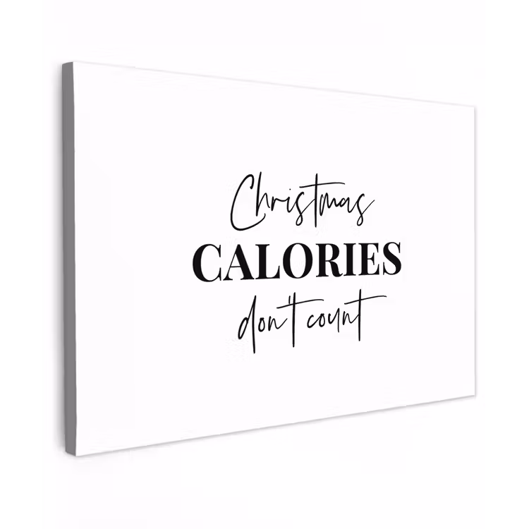 Kerst quote - Winter - Christmas calories - Wit Tuinposter op houten frame 2 cm dik klein -3d