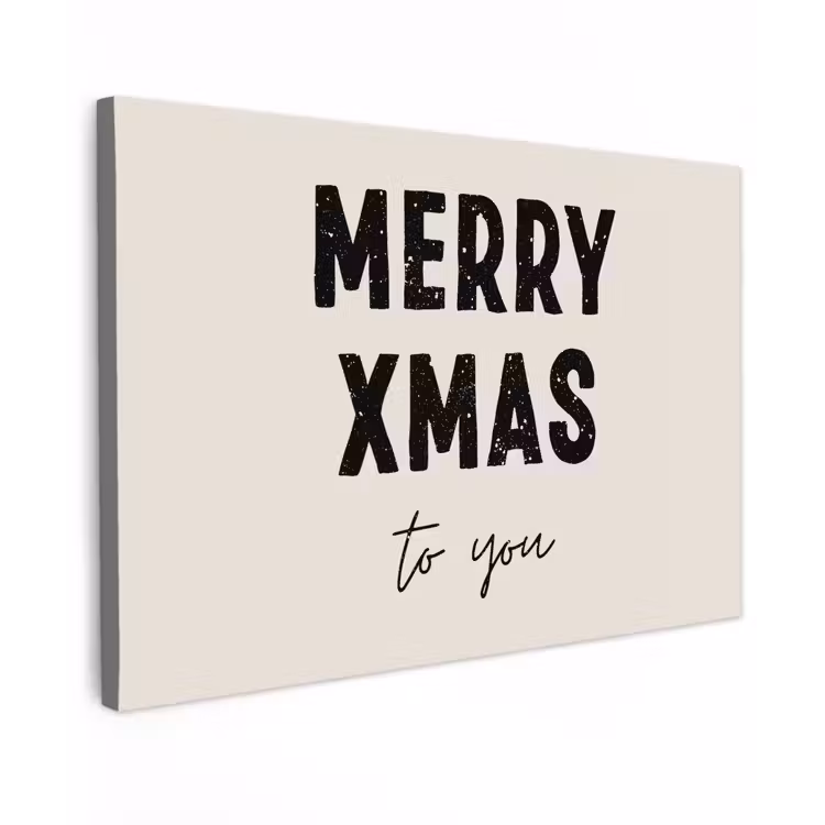 Kerst - Quotes - Merry xmas - Feestdagen - Zwart Tuinposter op houten frame 2 cm dik klein -3d