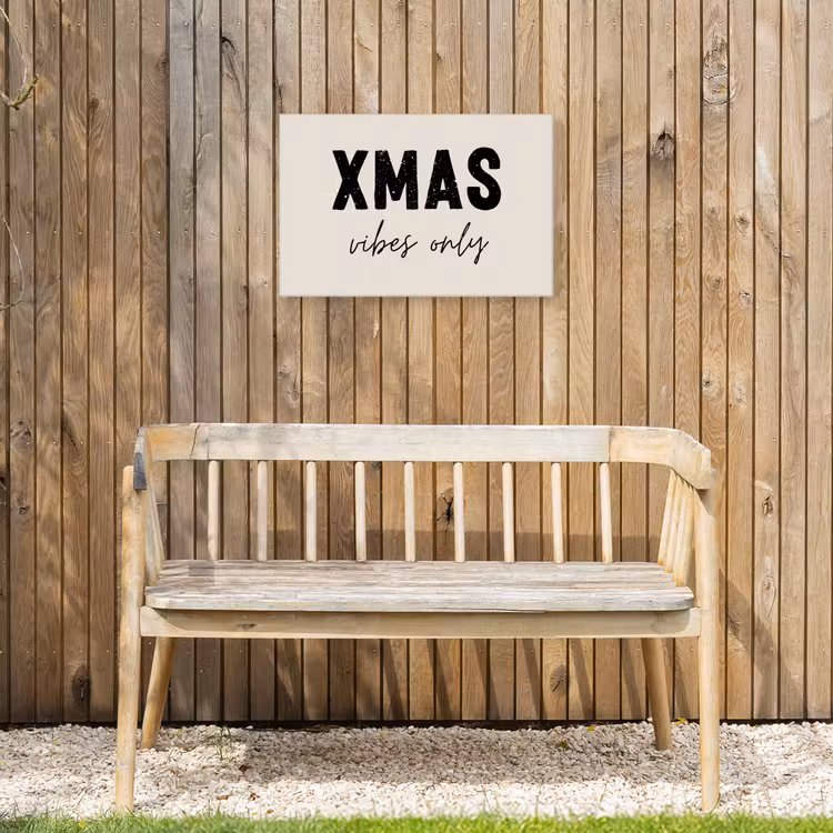 Kerst - Spreuk - xmas vibes only - Beige Tuinposter op houten frame 2 cm dik klein -sfeer4