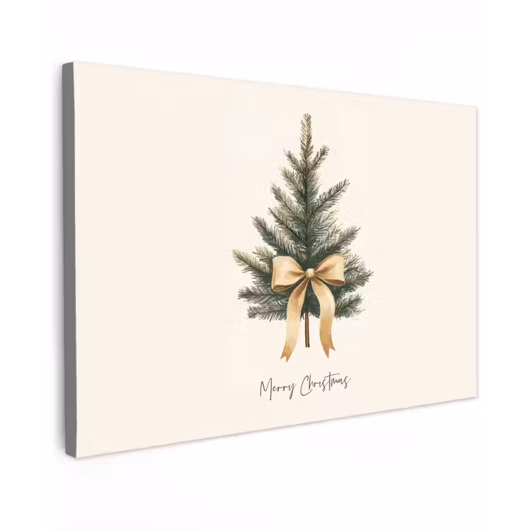 Kerstboom - Kerst - Merry Christmas - Beige Tuinposter op houten frame 2 cm dik klein -3d