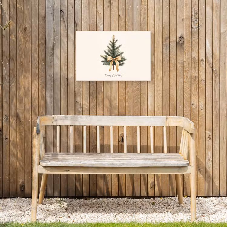 Kerstboom - Kerst - Merry Christmas - Beige Tuinposter op houten frame 2 cm dik klein -sfeer4