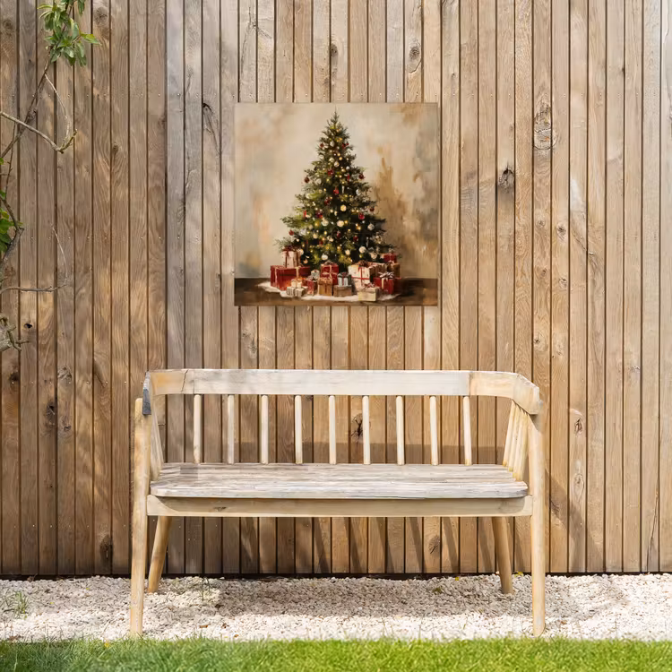 Kerstboom - Versierd - Kleurrijk Tuinposter op houten frame 2 cm dik middel -sfeer4