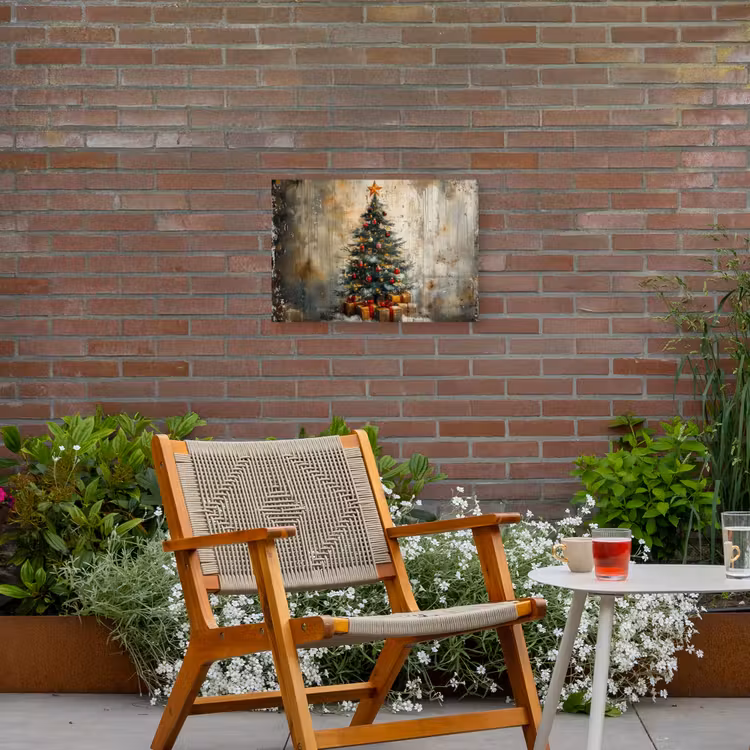 Kerstboom - Vintage - Kerst - Cadeau Tuinposter op houten frame 2 cm dik klein -sfeer3