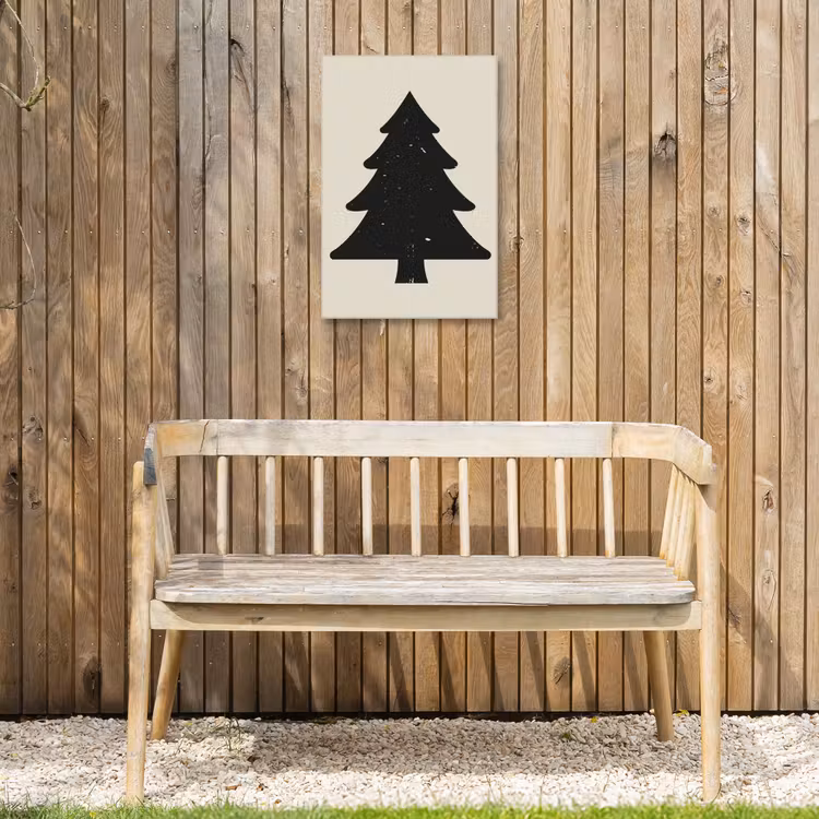 Kerstboom - Zwarte kerstboom - Boom - Japandi Tuinposter op houten frame 2 cm dik klein -sfeer4
