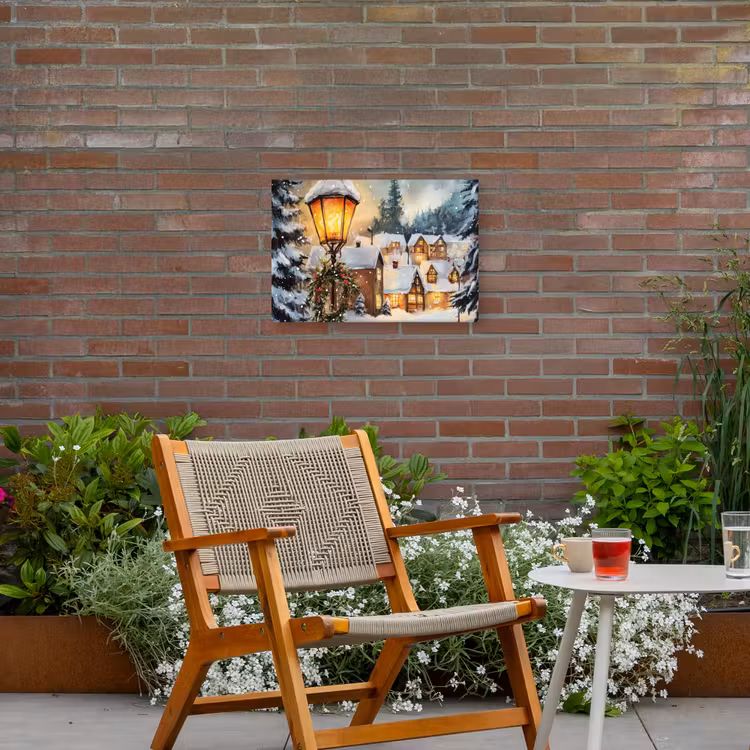 Kerstdorp - Huizen - Sneeuw - Kerst Tuinposter op houten frame 2 cm dik klein -sfeer3
