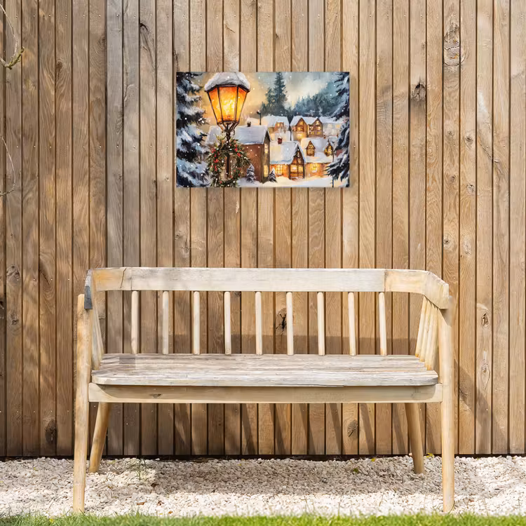 Kerstdorp - Huizen - Sneeuw - Kerst Tuinposter op houten frame 2 cm dik klein -sfeer4