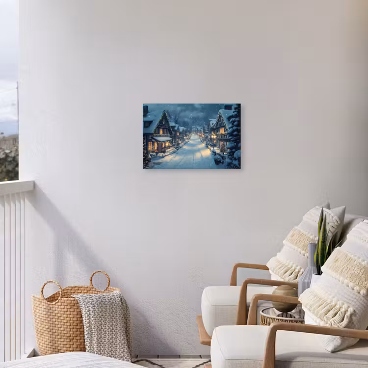 Kerstdorp - Kerst - Sneeuw - Winter Tuinposter op houten frame 2 cm dik klein -sfeer1