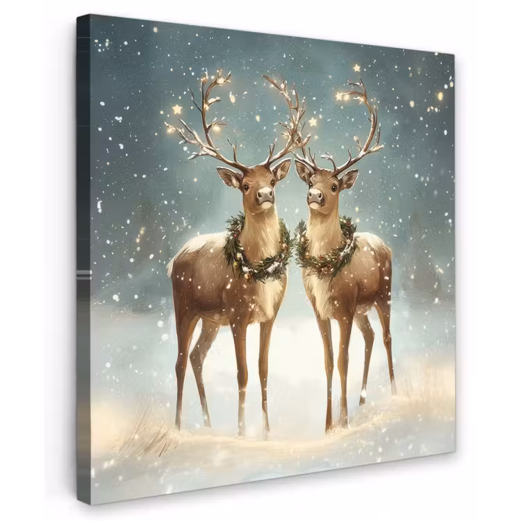 Kerstmagie - Winterwoud - Rendier Tuinposter op houten frame 2 cm dik middel -3d