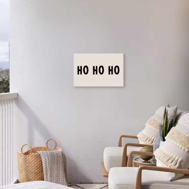Kerstmis - Ho ho ho - Spreuken - Beige - Kerstman Tuinposter op houten frame 2 cm dik klein -sfeer1