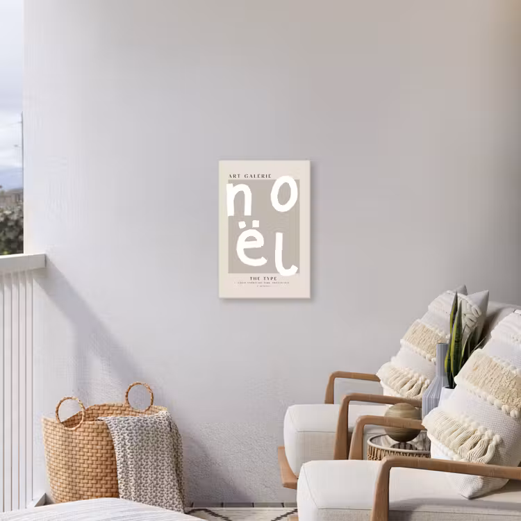 Kerstmis - Quotes - Noël - Wit - Beige Tuinposter op houten frame 2 cm dik klein -sfeer1
