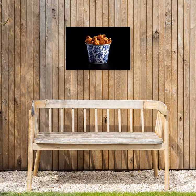 Kip - Bucket - Delfts blauw - Lekker Tuinposter op houten frame 2 cm dik klein -sfeer4