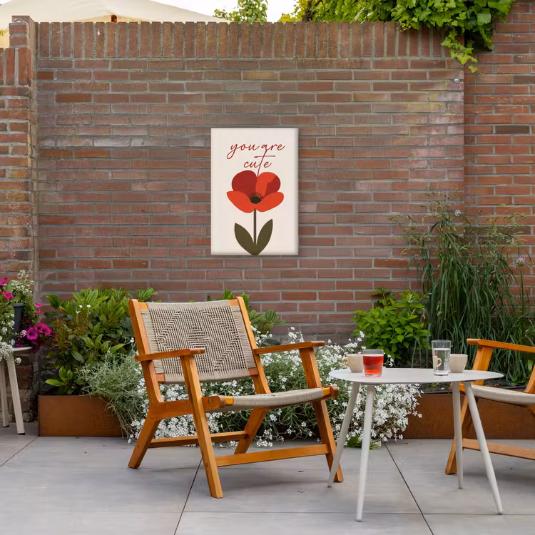 Klaproos - Bloem - Rood - Valentijn Tuinposter op houten frame 2 cm dik klein -sfeer3