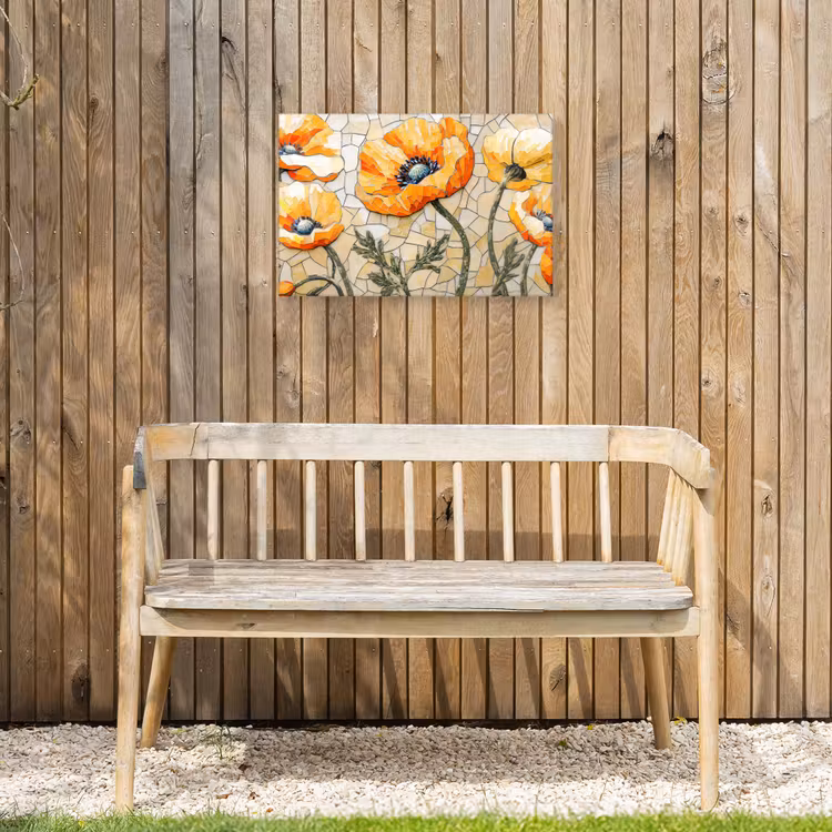 Klaprozen - Oranje - Mozaïek - Bladeren Tuinposter op houten frame 2 cm dik klein -sfeer4