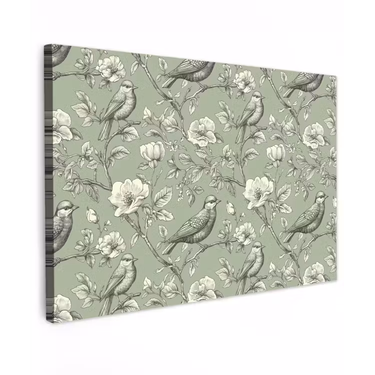 Klassiek - Botanisch - Groen Tuinposter op houten frame 2 cm dik klein 845 -3d