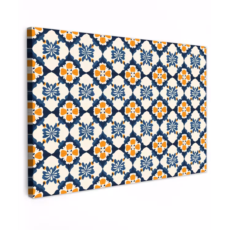 Klassiek - Geometrisch - Blauw Tuinposter op houten frame 2 cm dik klein 845 -3d