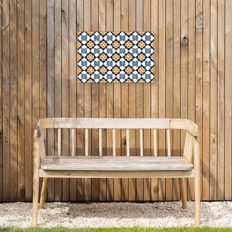 Klassiek - Geometrisch - Blauw Tuinposter op houten frame 2 cm dik klein 845 -sfeer4