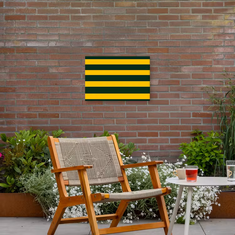 Klassiek - Strepen - Groen Tuinposter op houten frame 2 cm dik klein 845 -sfeer3
