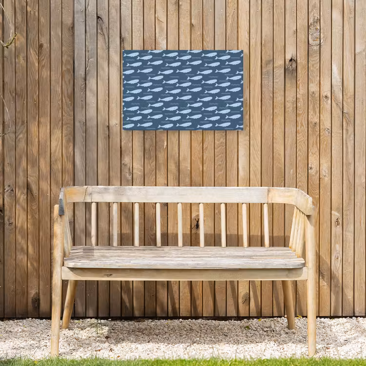Klein - Oceaan - Golven - Blauw Tuinposter op houten frame 2 cm dik klein 845 -sfeer4