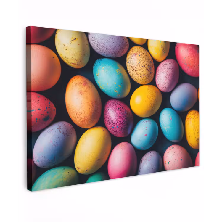 Kleurrijk - Paaseitjes - Spetters Tuinposter op houten frame 2 cm dik klein -3d