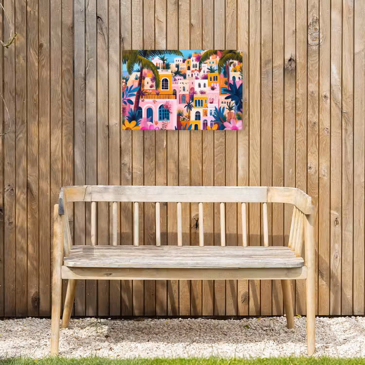 Kleurrijk - Roze - Oranje - Geel - Bloemen Tuinposter op houten frame 2 cm dik klein -sfeer4