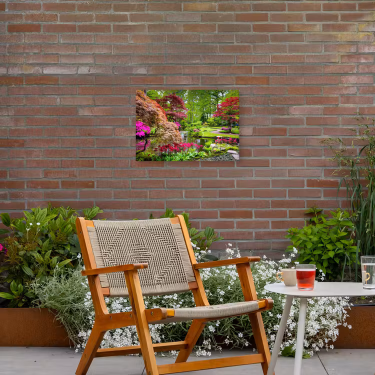 Kleurrijke Japanse tuin Tuinposter op houten frame 2 cm dik klein -sfeer3